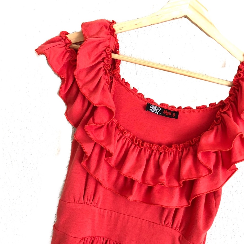 Mar Q Y2K Vintage Off Shoulder Ruffle Mini Dress - Picture 8 of 10